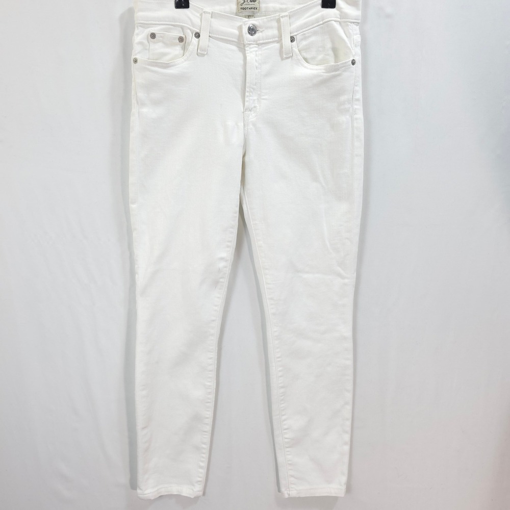 J.Crew Toothpick Jeans Womens 27 Skinny Fit White Coastal Minimalist
